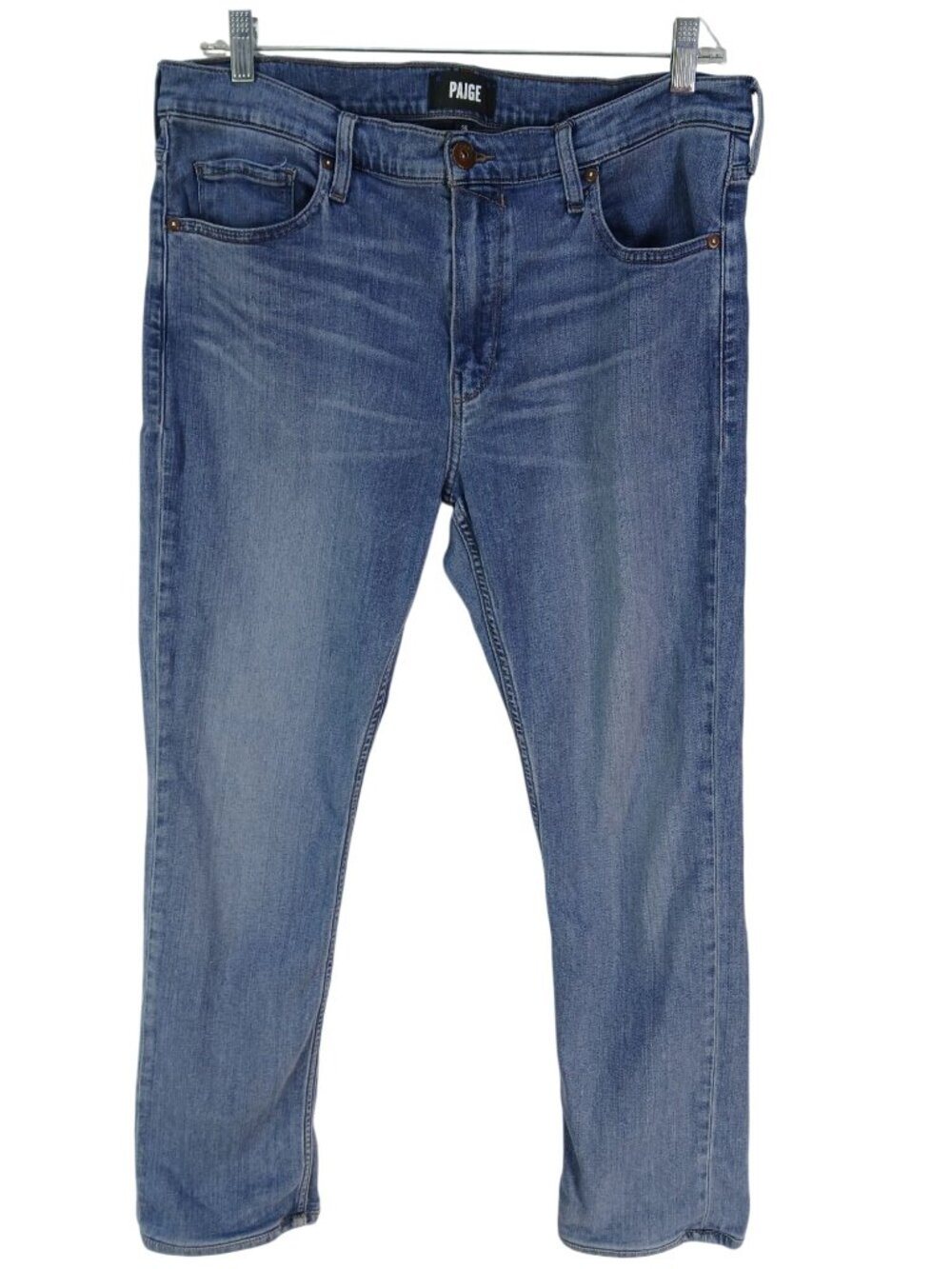 Paige Mens Federal Light Wash Denim Jeans Size 36 Federal Straight Jean Fade